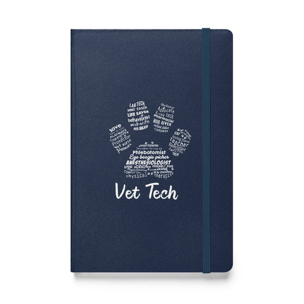 Vet Tech - Paw Print Hardcover bound notebook-Hardcover Bound Notebook | JournalBook®-I love Veterinary