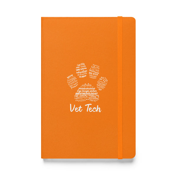 Vet Tech - Paw Print Hardcover bound notebook-Hardcover Bound Notebook | JournalBook®-I love Veterinary