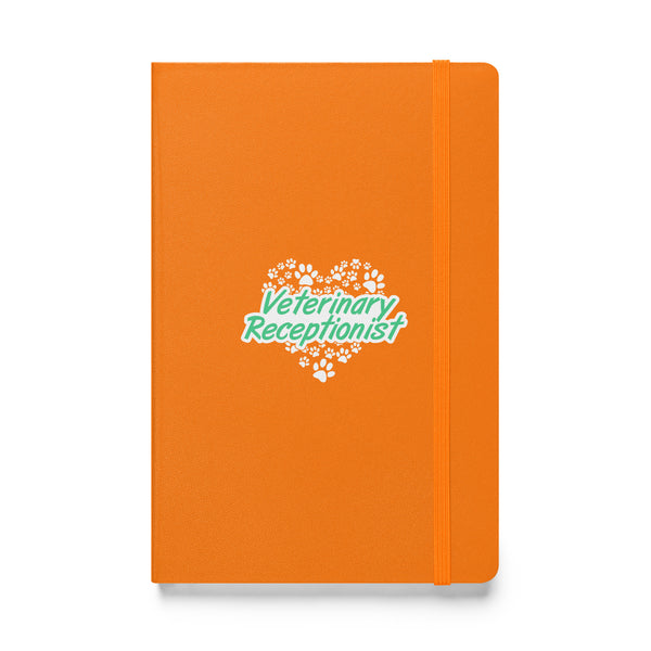 Veterinary Receptionist Heart Paws Hardcover-bound notebook-Hardcover Bound Notebook | JournalBook®-I love Veterinary