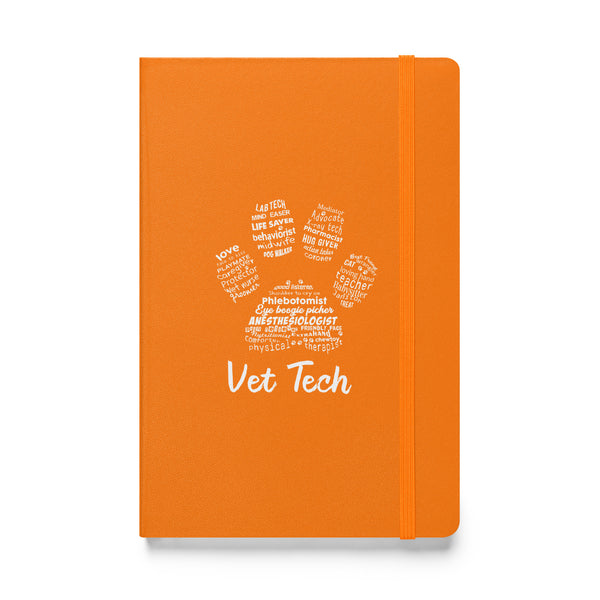 Vet Tech - Paw Print Hardcover bound notebook-Hardcover Bound Notebook | JournalBook®-I love Veterinary