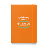 Behind every great veterinarian is an exhausted vet receptionist. Hardcover-bound notebook-I love Veterinary