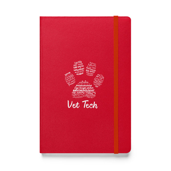 Vet Tech - Paw Print Hardcover bound notebook-Hardcover Bound Notebook | JournalBook®-I love Veterinary