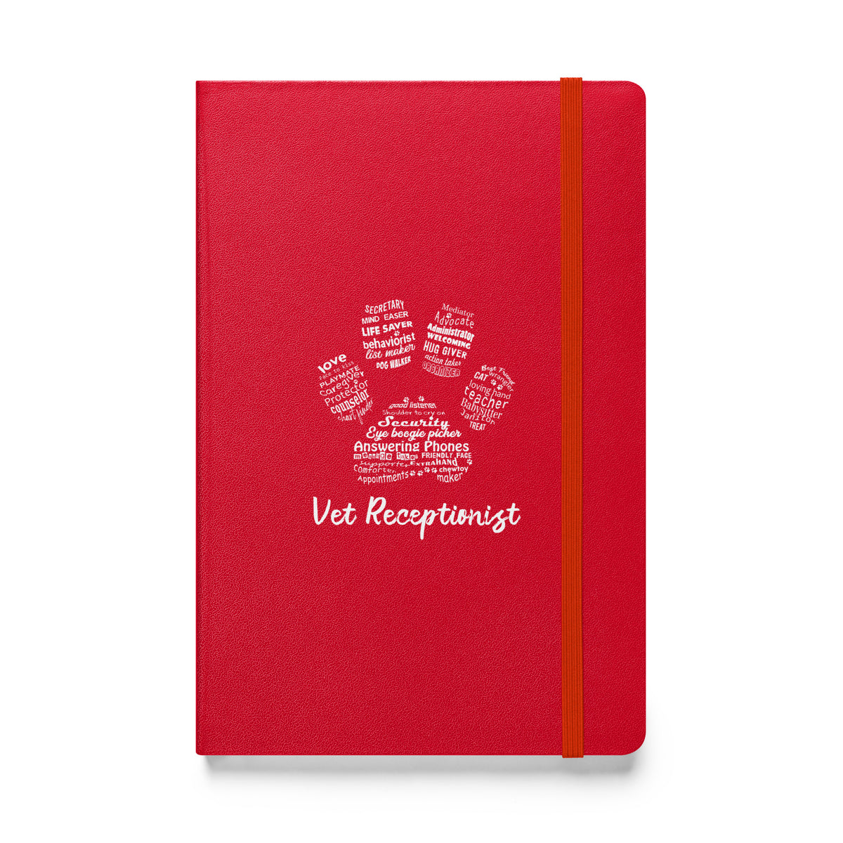 Vet Receptionist Pawprint Hardcover bound notebook-Hardcover Bound Notebook | JournalBook®-I love Veterinary