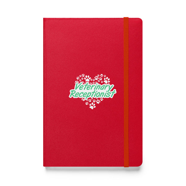 Veterinary Receptionist Heart Paws Hardcover-bound notebook-Hardcover Bound Notebook | JournalBook®-I love Veterinary
