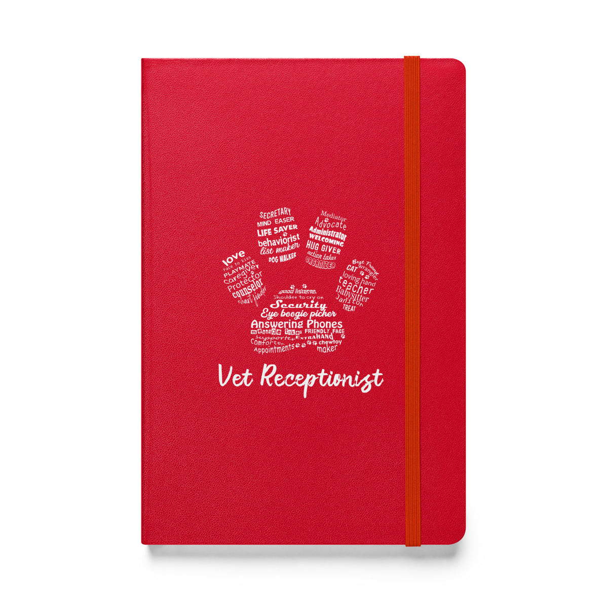 Vet Receptionist Pawprint Hardcover bound notebook-Hardcover Bound Notebook | JournalBook®-I love Veterinary