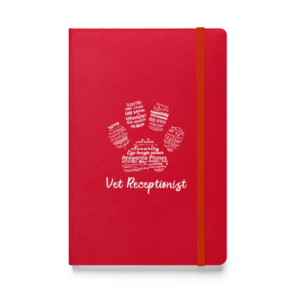 Vet Receptionist Pawprint Hardcover bound notebook-Hardcover Bound Notebook | JournalBook®-I love Veterinary