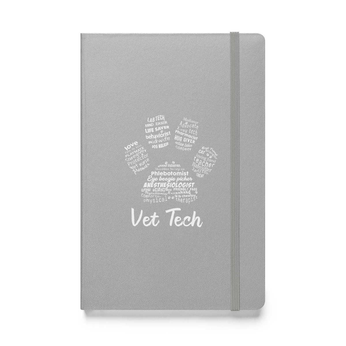 Vet Tech - Paw Print Hardcover bound notebook-Hardcover Bound Notebook | JournalBook®-I love Veterinary