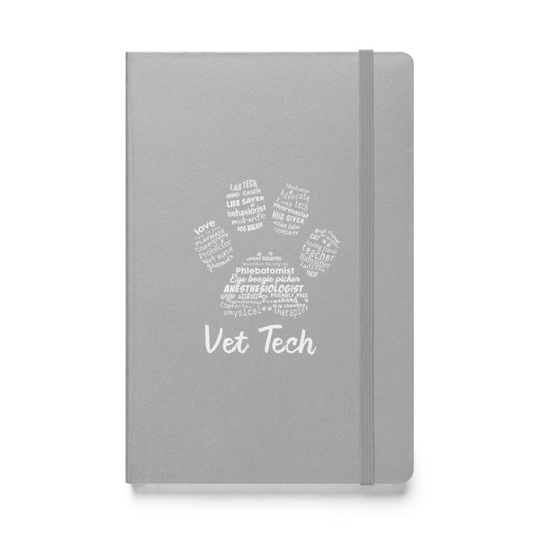 Vet Tech - Paw Print Hardcover bound notebook-Hardcover Bound Notebook | JournalBook®-I love Veterinary