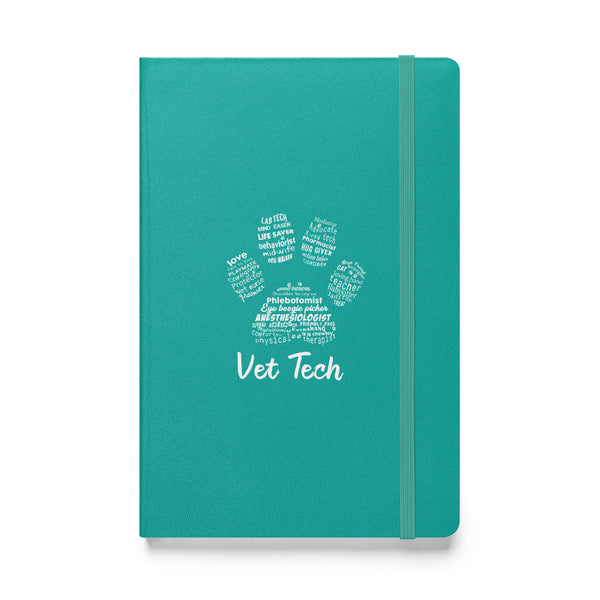 Vet Tech - Paw Print Hardcover bound notebook-Hardcover Bound Notebook | JournalBook®-I love Veterinary