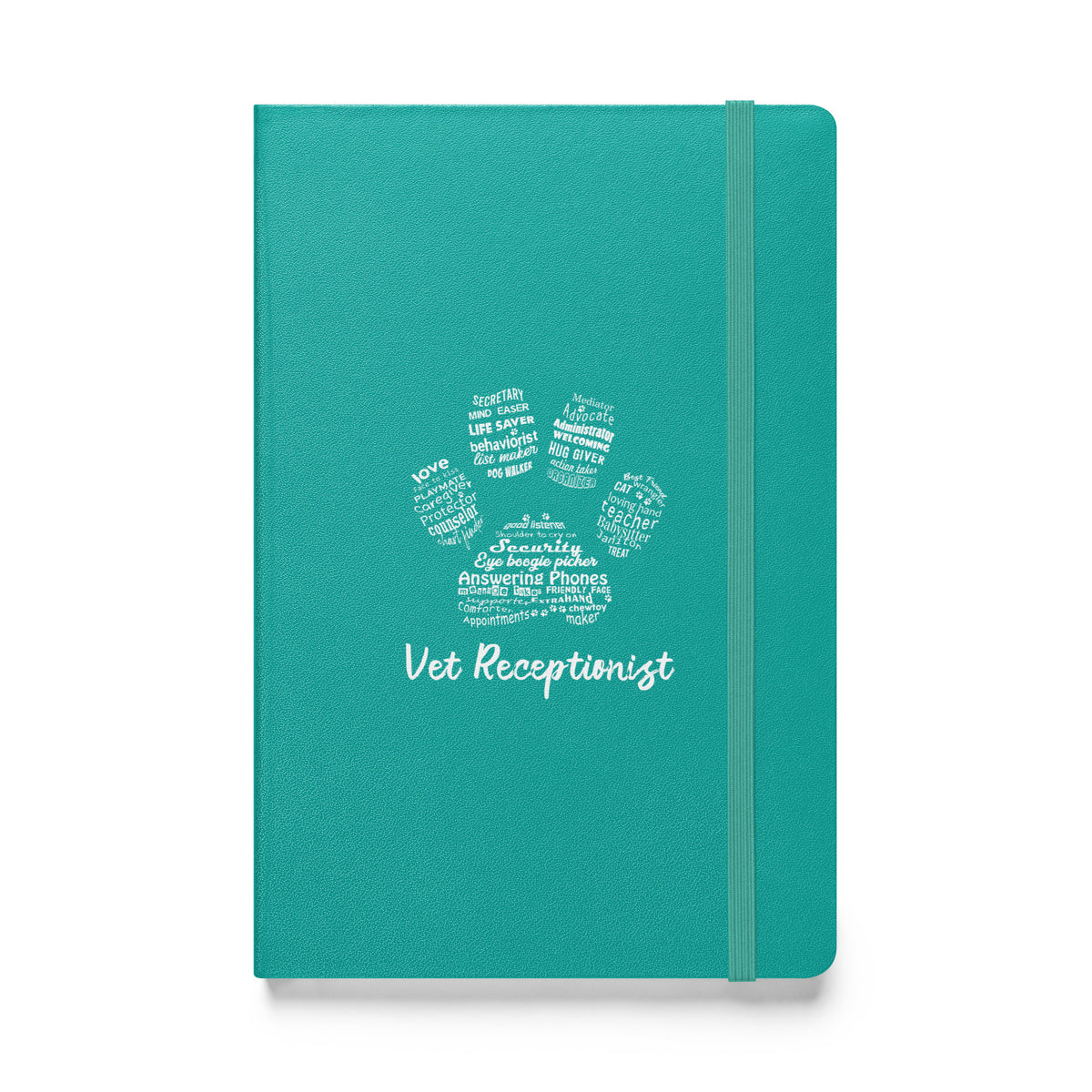 Vet Receptionist Pawprint Hardcover bound notebook-Hardcover Bound Notebook | JournalBook®-I love Veterinary