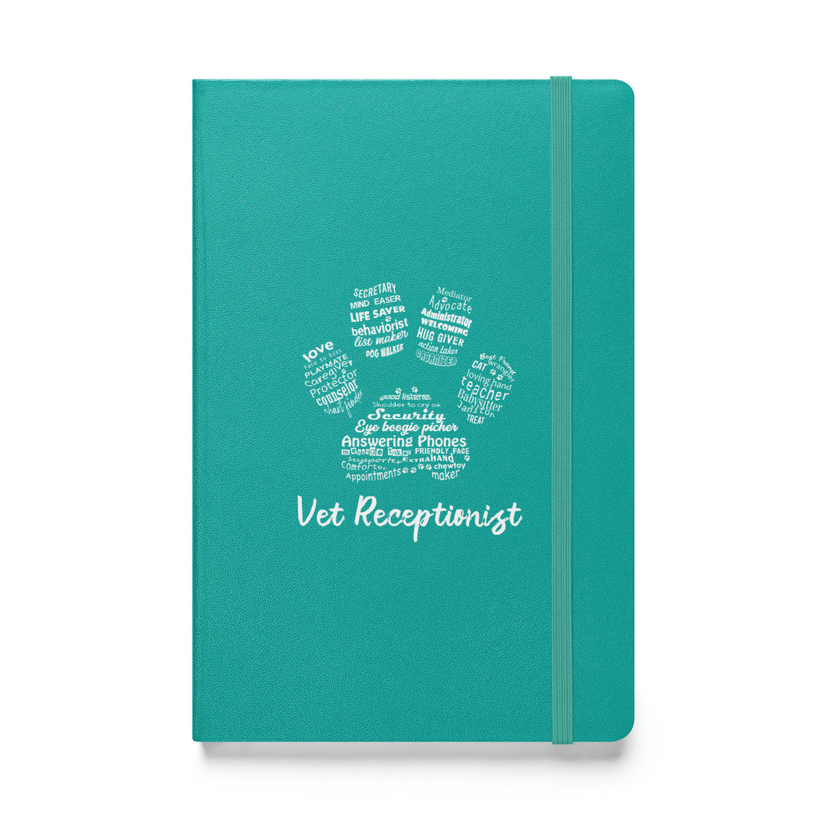 Vet Receptionist Pawprint Hardcover bound notebook-Hardcover Bound Notebook | JournalBook®-I love Veterinary