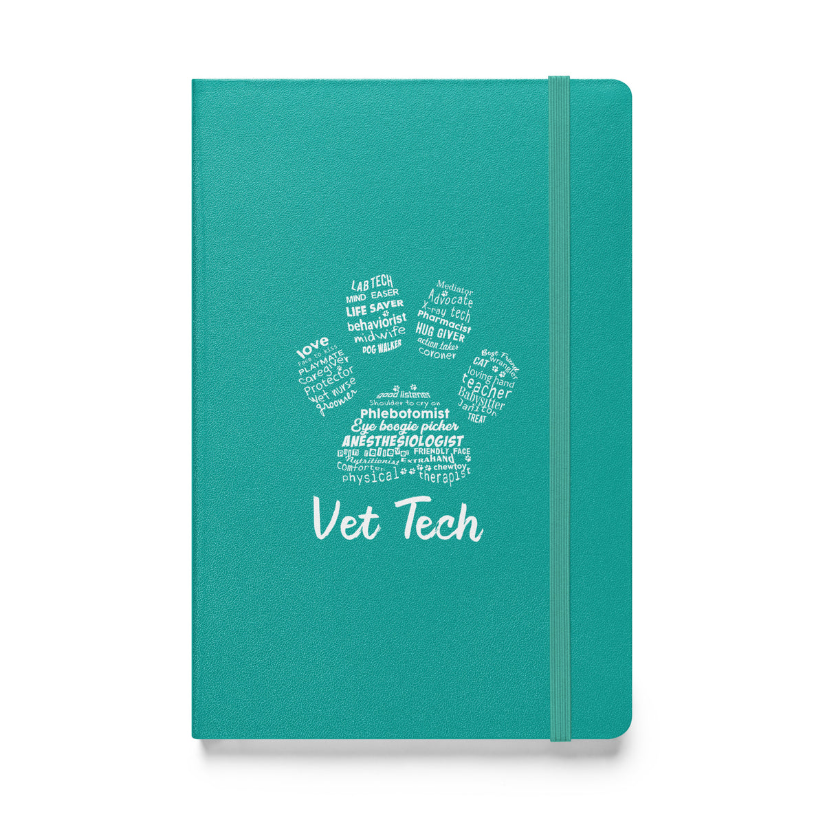 Vet Tech - Paw Print Hardcover bound notebook-Hardcover Bound Notebook | JournalBook®-I love Veterinary