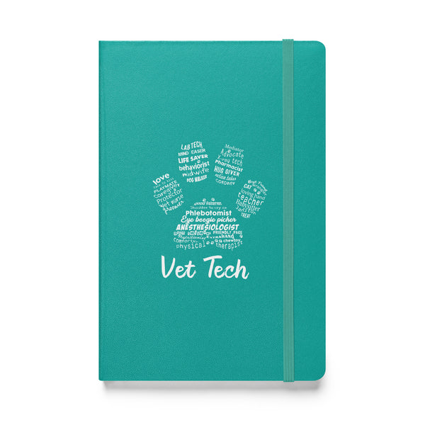 Vet Tech - Paw Print Hardcover bound notebook-Hardcover Bound Notebook | JournalBook®-I love Veterinary