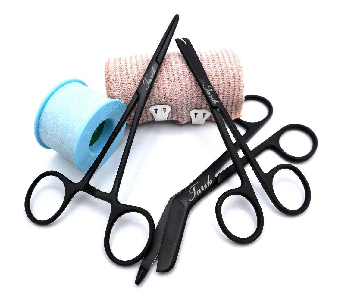 Set of 3 Bandage Scissor, Hemostat, and Suture Scissor Black Color-Veterinary Instruments-I love Veterinary