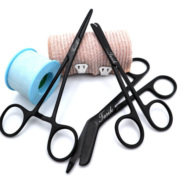 Set of 3 Bandage Scissor, Hemostat, and Suture Scissor Black Color-Veterinary Instruments-I love Veterinary