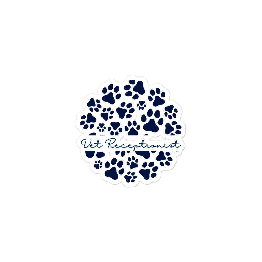 Vet Receptionist circle paws pattern Bubble-free stickers-I love Veterinary