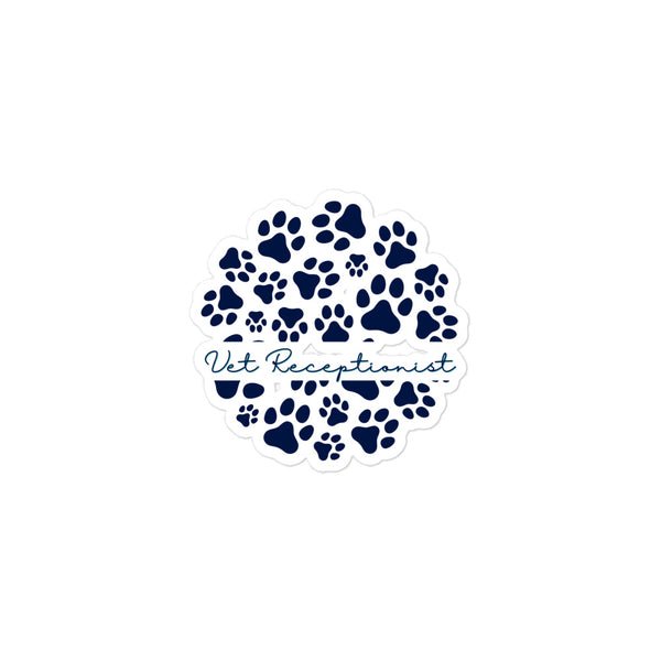Vet Receptionist circle paws pattern Sticker-I love Veterinary
