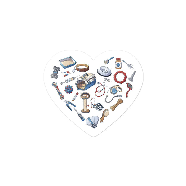 Veterinary Heart Bubble-free stickers-Kiss-Cut Stickers-I love Veterinary