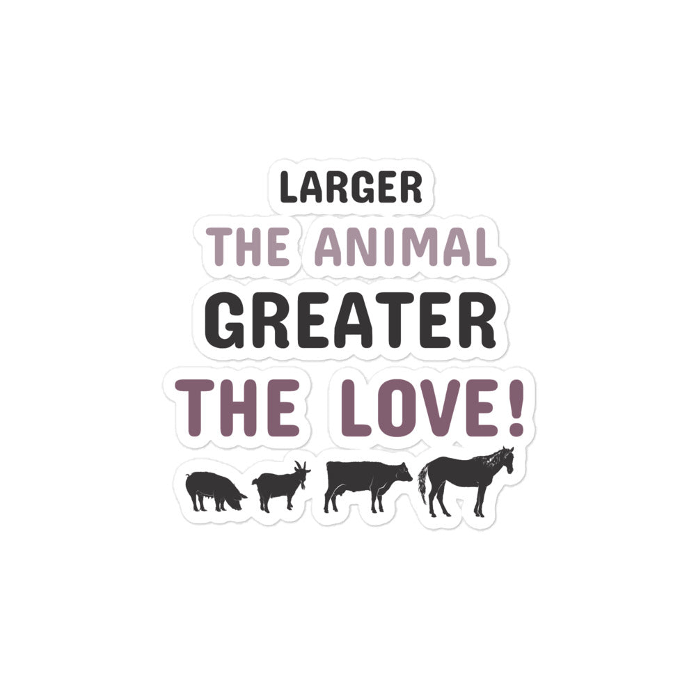 Larger the Animal Greater the Love Bubble-free stickers-Kiss-Cut Stickers-I love Veterinary