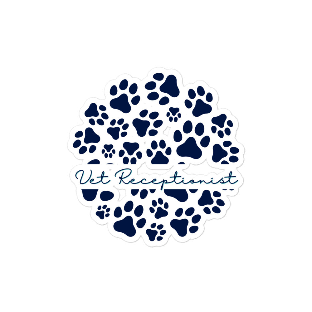 Vet Receptionist circle paws pattern Bubble-free stickers-I love Veterinary