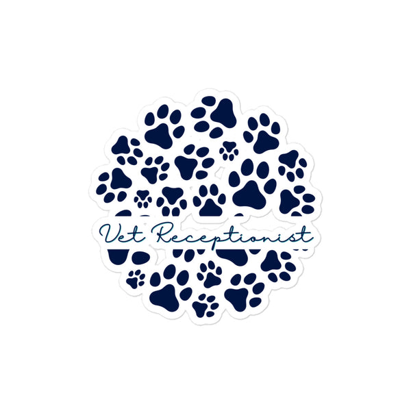 Vet Receptionist circle paws pattern Sticker-I love Veterinary