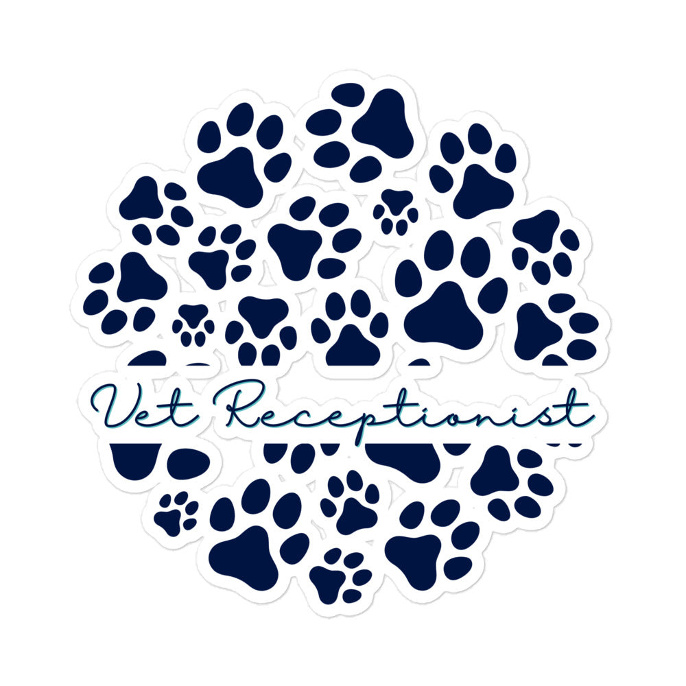 Vet Receptionist circle paws pattern Bubble-free stickers-I love Veterinary