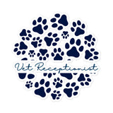 Vet Receptionist circle paws pattern Sticker-I love Veterinary