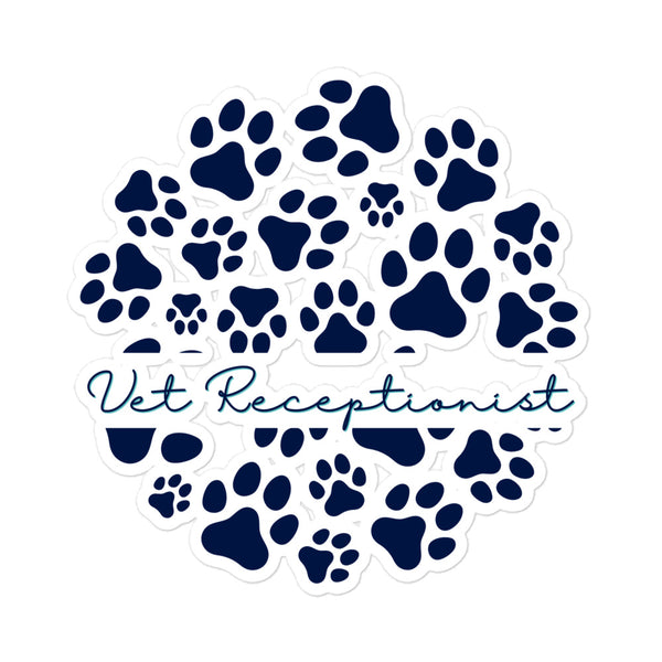 Vet Receptionist circle paws pattern Sticker-I love Veterinary