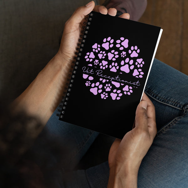 Vet Receptionist circle paws pattern Spiral notebook-I love Veterinary