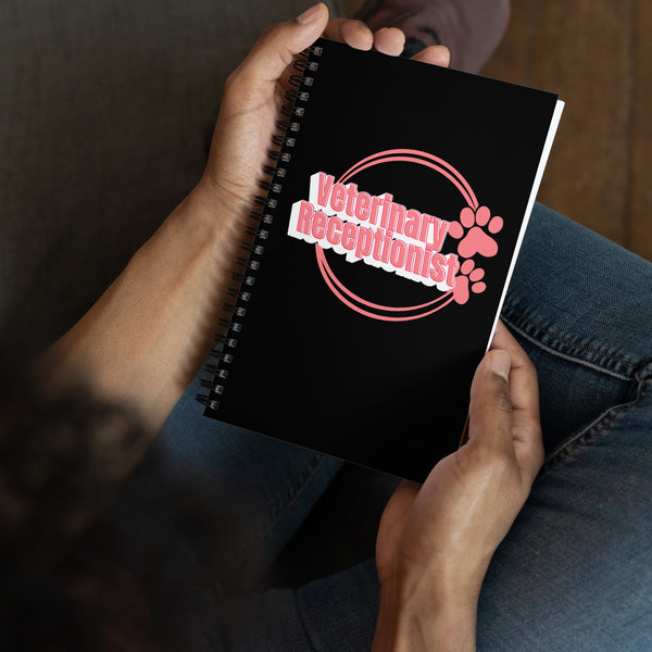 Vet Receptionist circle two paws Spiral notebook-I love Veterinary