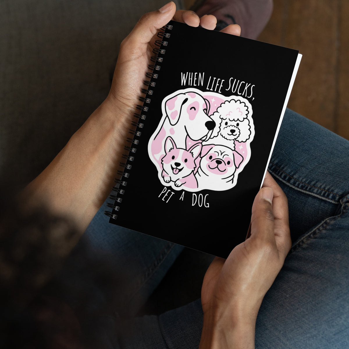 When life sucks pet a dog Spiral notebook-I love Veterinary