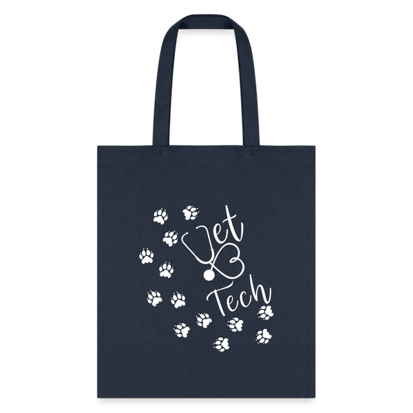 Vet tech paw prints and stethoscope Tote Bag-Tote Bag | Q-Tees Q800-I love Veterinary