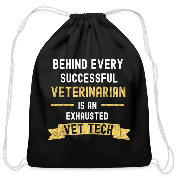 Successful Vet, Exhausted Vet Tech Drawstring Bag-Cotton Drawstring Bag | Q-Tees Q4500-I love Veterinary