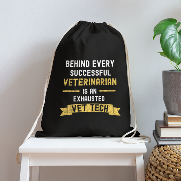 Successful Vet, Exhausted Vet Tech Drawstring Bag-Cotton Drawstring Bag | Q-Tees Q4500-I love Veterinary