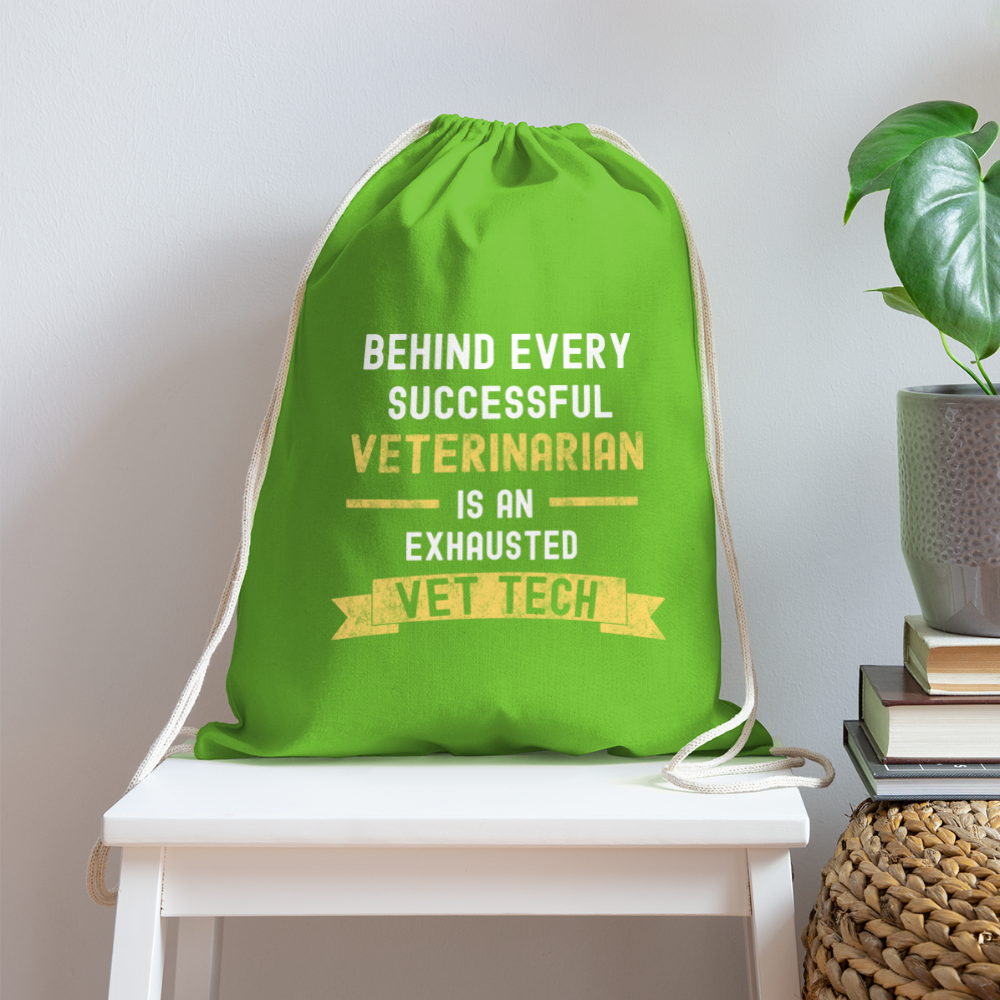 Successful Vet, Exhausted Vet Tech Drawstring Bag-Cotton Drawstring Bag | Q-Tees Q4500-I love Veterinary