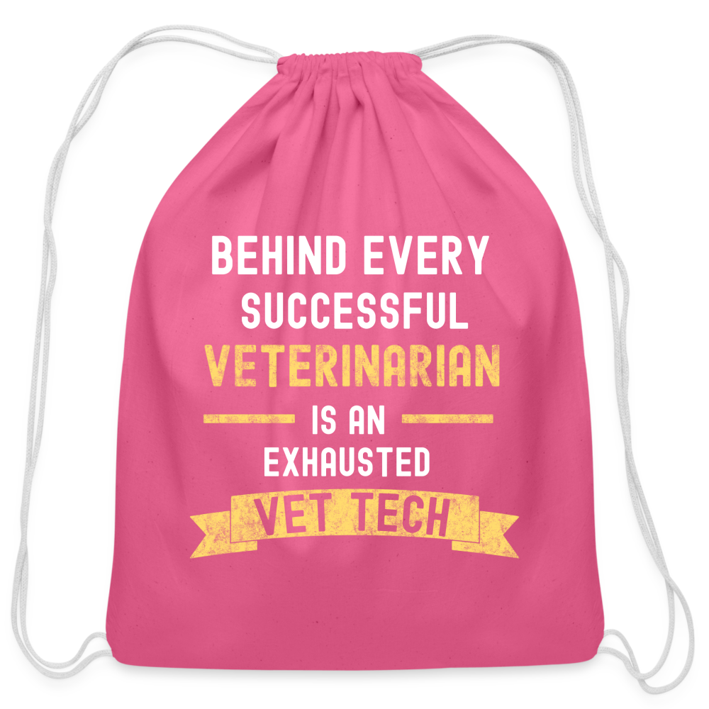 Successful Vet, Exhausted Vet Tech Drawstring Bag-Cotton Drawstring Bag | Q-Tees Q4500-I love Veterinary