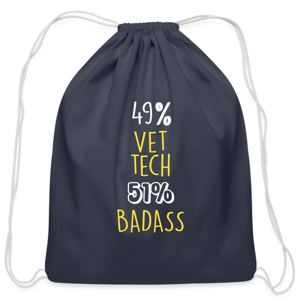49% Vet tech 51% Badass Drawstring Bag-Cotton Drawstring Bag | Q-Tees Q4500-I love Veterinary