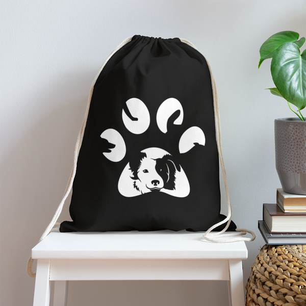 Dog Pawprint Drawstring Bag-Cotton Drawstring Bag | Q-Tees Q4500-I love Veterinary