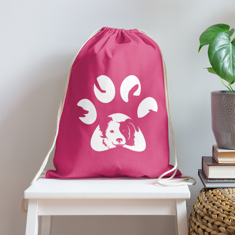 Dog Pawprint Drawstring Bag-Cotton Drawstring Bag | Q-Tees Q4500-I love Veterinary