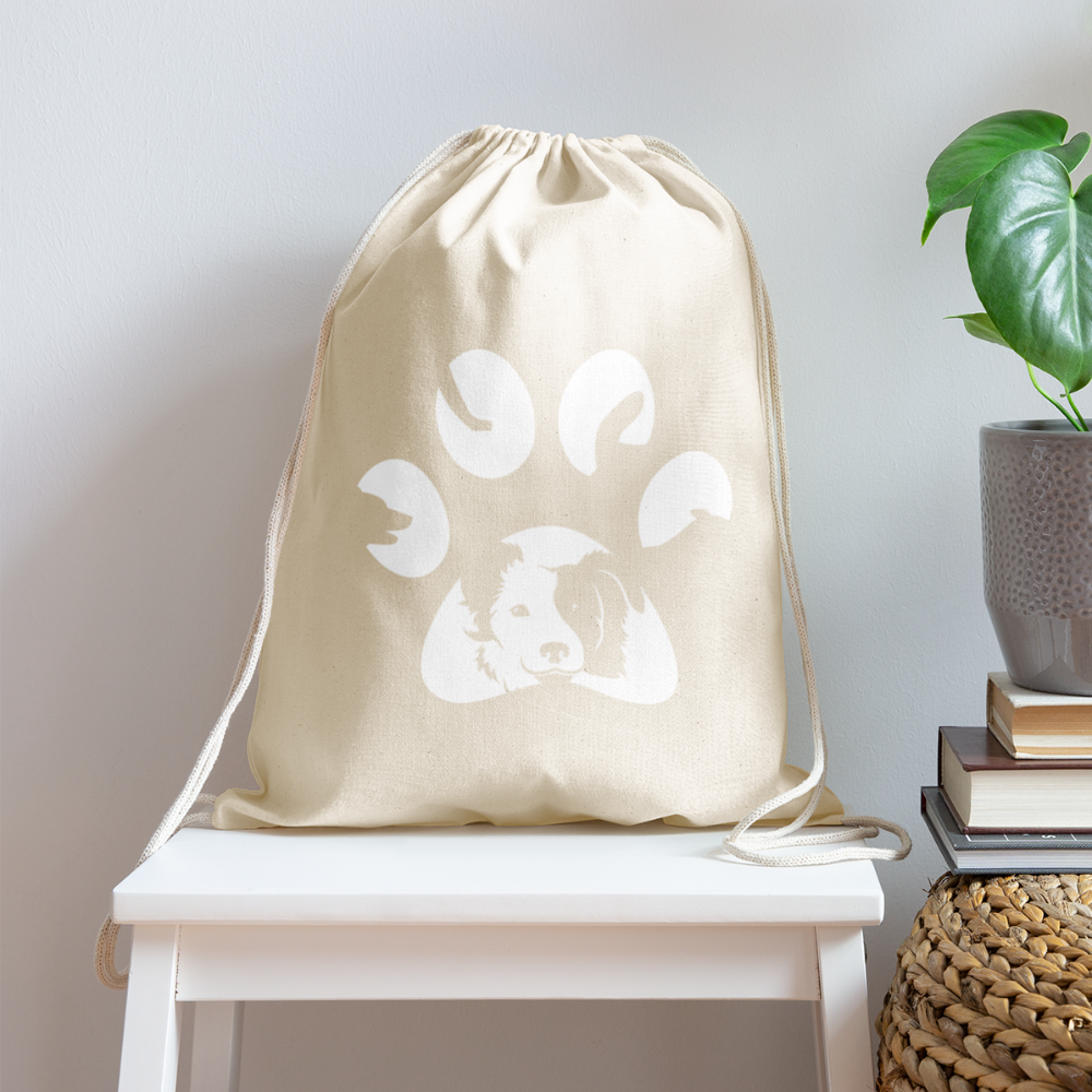 Dog Pawprint Drawstring Bag-Cotton Drawstring Bag | Q-Tees Q4500-I love Veterinary