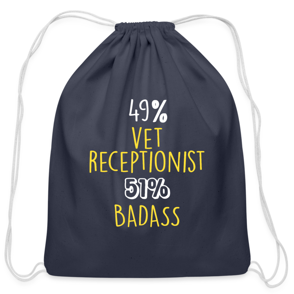 49% vet receptionist 51% Badass Drawstring Bag-Cotton Drawstring Bag | Q-Tees Q4500-I love Veterinary