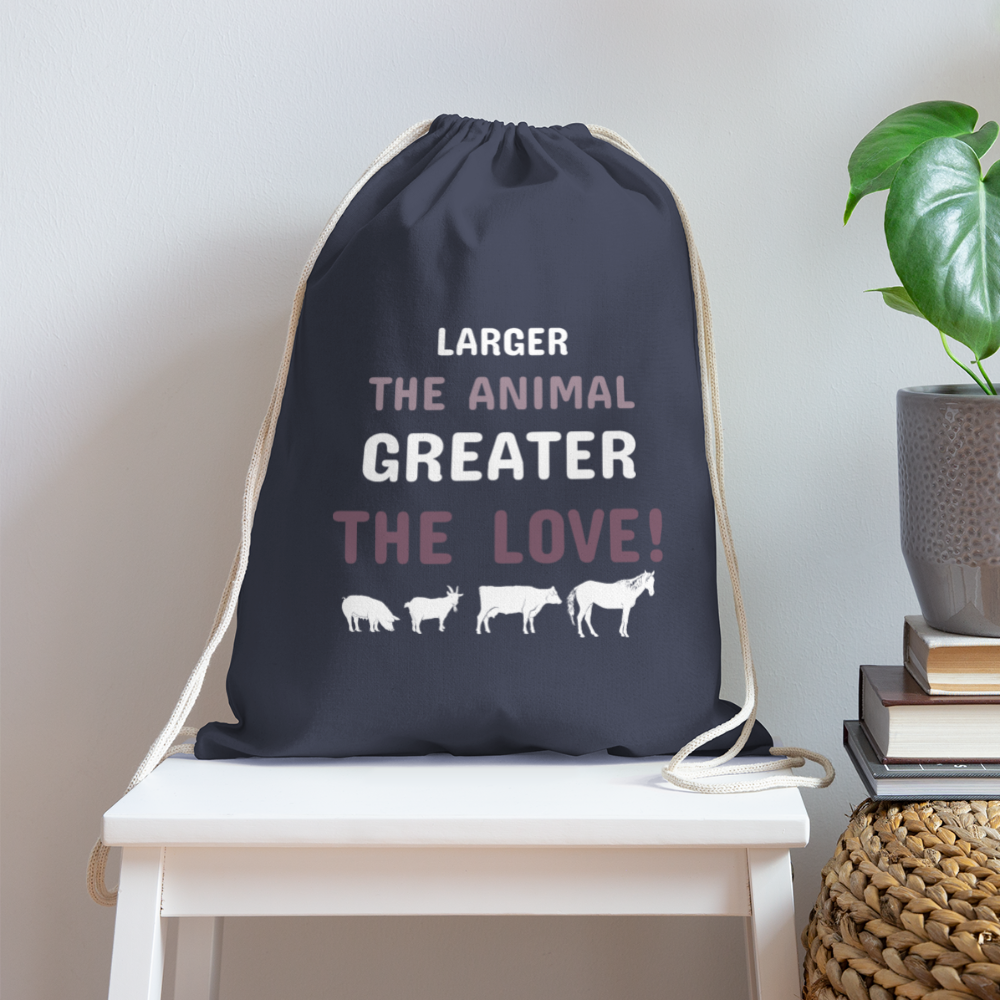 Larger the animal- Greater the love! Drawstring Bag-Cotton Drawstring Bag | Q-Tees Q4500-I love Veterinary