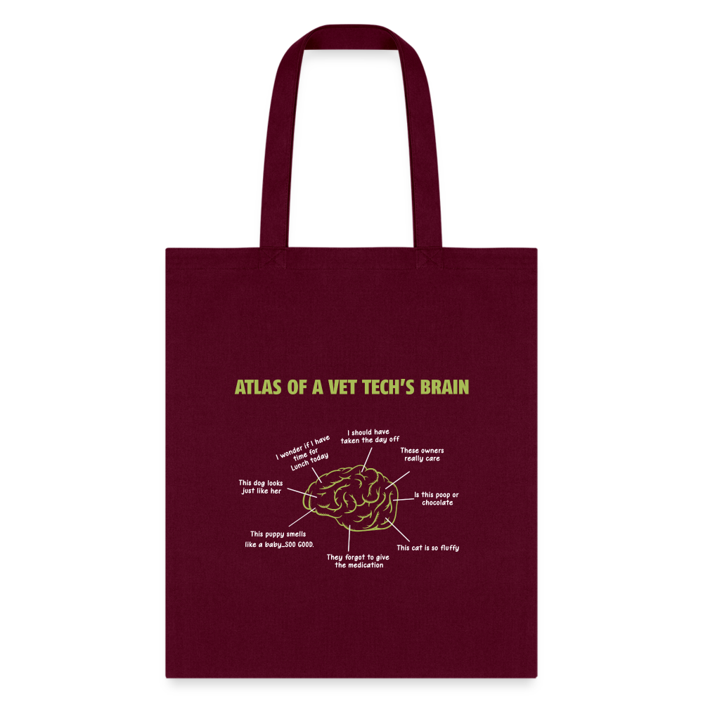 Atlas of a Vet Tech's Brain Cotton Tote Bag-Tote Bag | Q-Tees Q800-I love Veterinary