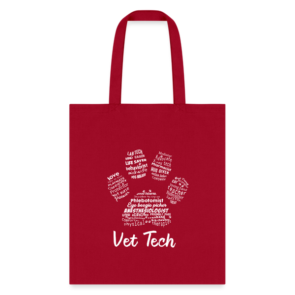 Vet Tech Pawprint Cotton Tote Bag-Tote Bag | Q-Tees Q800-I love Veterinary