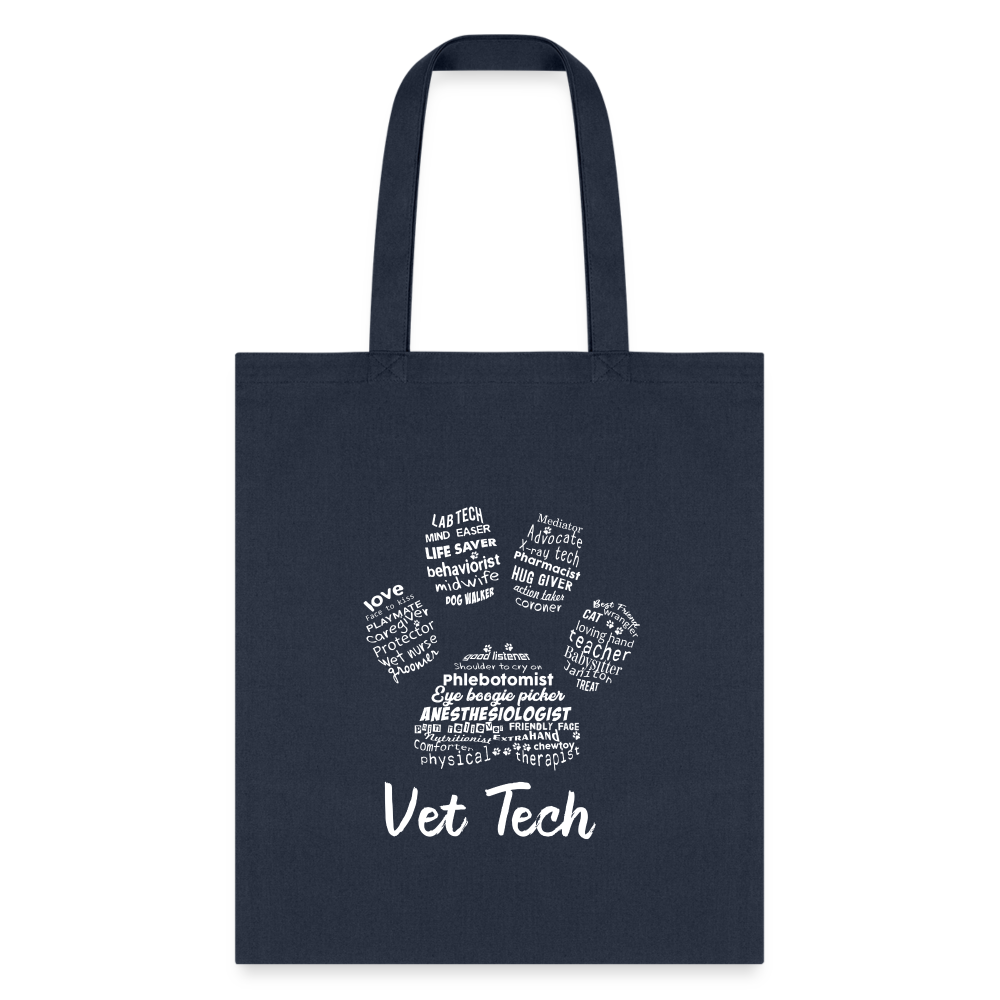 Vet Tech Pawprint Cotton Tote Bag-Tote Bag | Q-Tees Q800-I love Veterinary