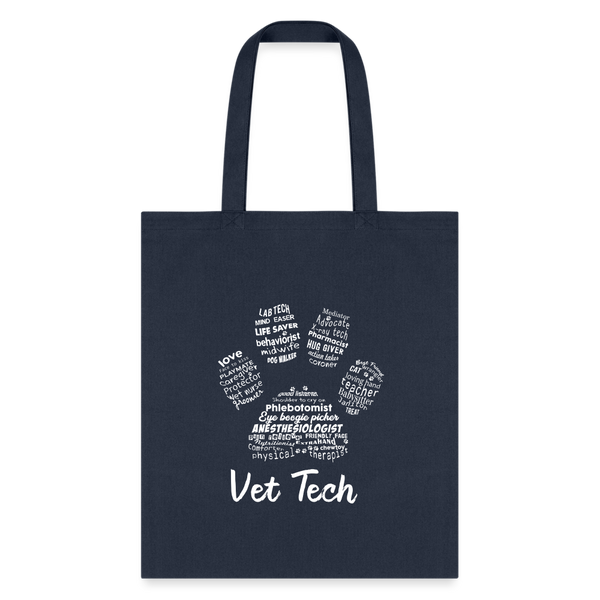 Vet Tech Pawprint Cotton Tote Bag-Tote Bag | Q-Tees Q800-I love Veterinary