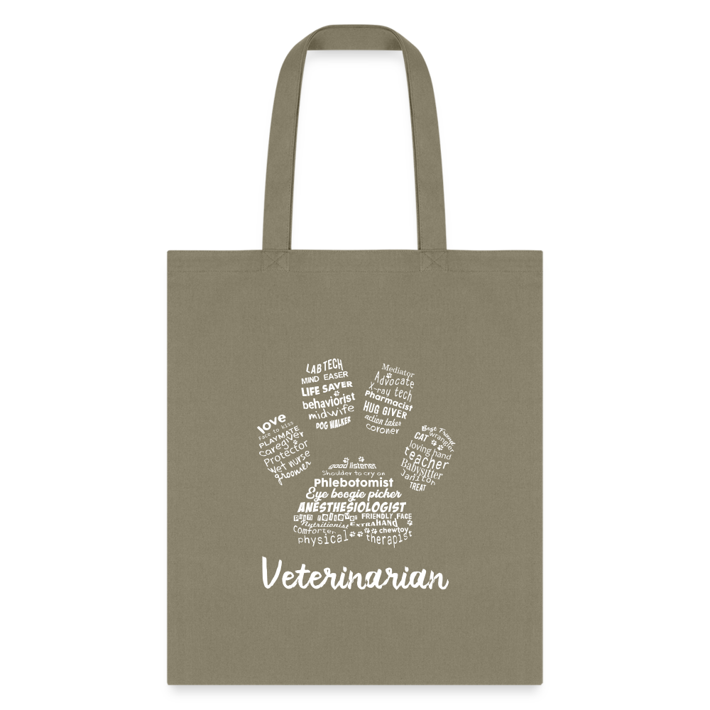 Veterinarian Pawprint Cotton Tote Bag-Tote Bag | Q-Tees Q800-I love Veterinary