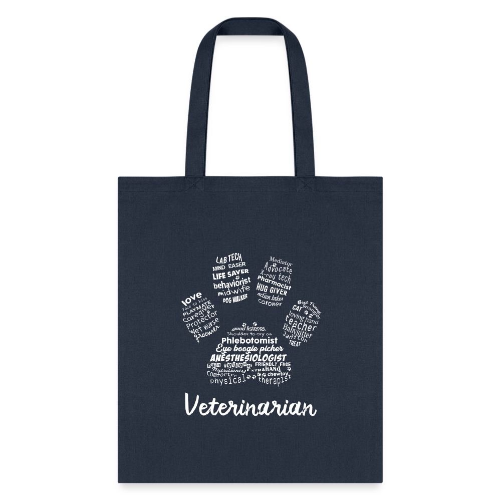 Veterinarian Pawprint Cotton Tote Bag-Tote Bag | Q-Tees Q800-I love Veterinary