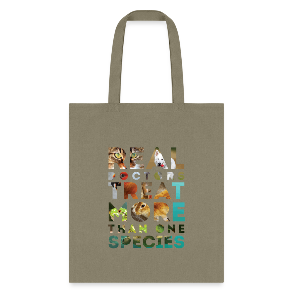 Veterinarian - Real doctors treat more than one species Cotton Tote Bag-Tote Bag | Q-Tees Q800-I love Veterinary