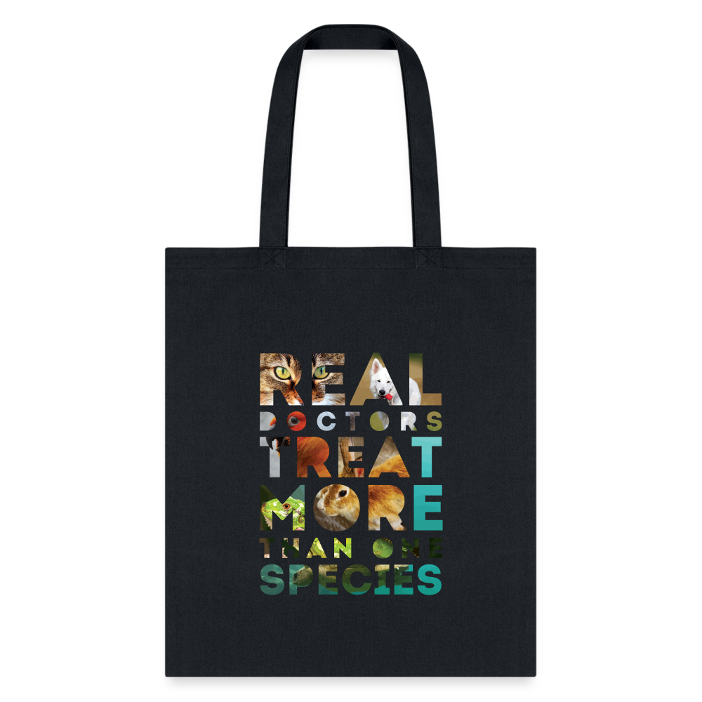 Veterinarian - Real doctors treat more than one species Cotton Tote Bag-Tote Bag | Q-Tees Q800-I love Veterinary